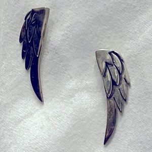 Silver Angel Wing Post Earrings.